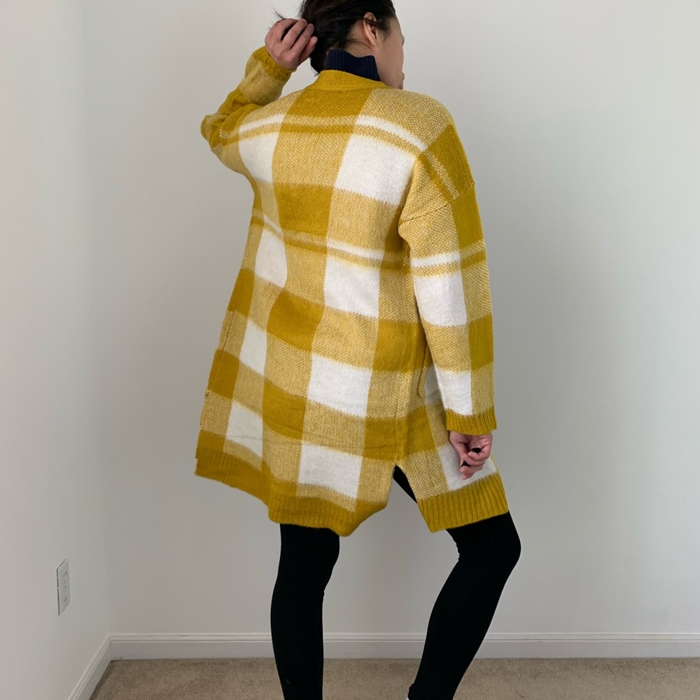 FUZZY BUFFALO PLAID POCKETED LONG CARDIGAN - Picture 8 of 8